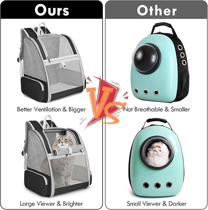 Cat Backpacks for Carrying Cats 15lb (Black)