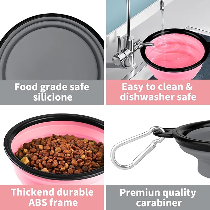 COOYOO Collapsible Dog Bowl 2 Pack 2 Carabiners