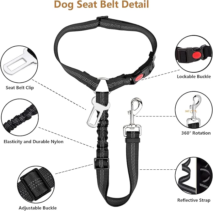 Dog Seat Belt 2-in-1 Headrest
