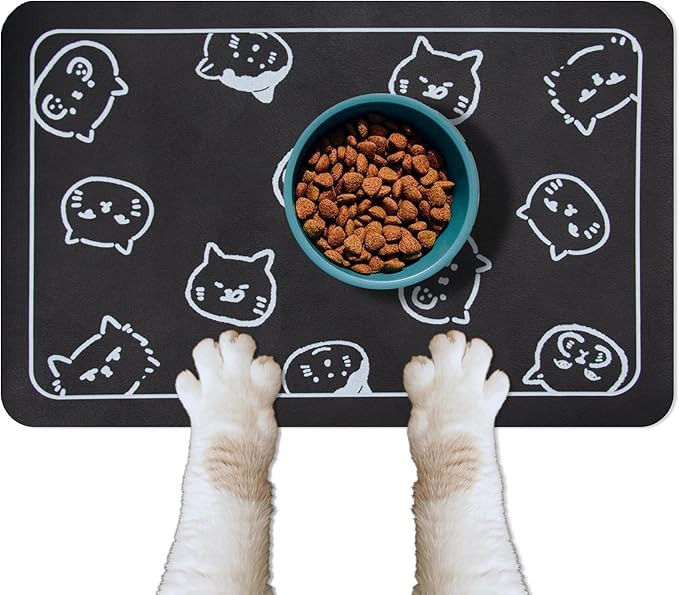 YCT Cat Food Mat for Pet Dog Food Mat Logo,18.1 x 11.8 inches,