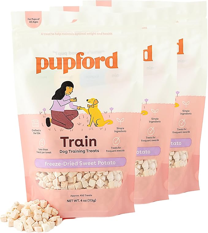 Pupford Freeze Dried Training Treats for Dogs & Puppies 1400+ One 4 oz, 3 Pack)