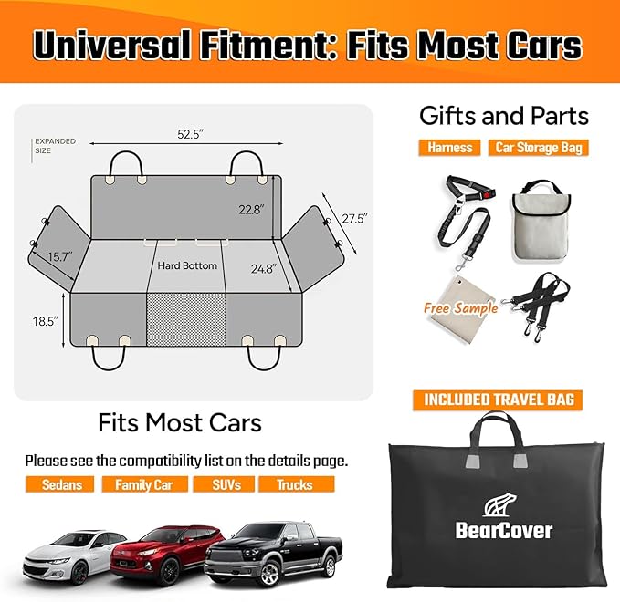 Back Seat Extender for Dogs,Heavy Duty Leatherette Dog 500lbs,Travel Dog