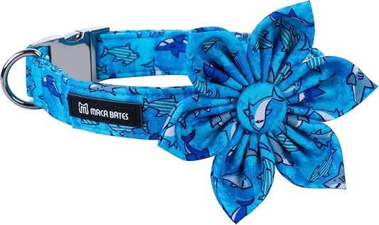Maca Bates Flower Shark Dog Collar with Flowers