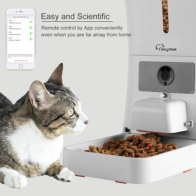 SKYMEE 8L/12L Smart Automatic Pet Feeder Food Dispenser for Cats & Dogs 1080P Full 2-Way Audio,