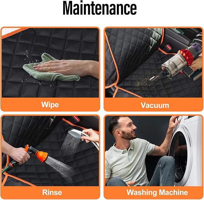 Ultimate Full Protection Dog Car Seat Cover Front Seat Protector with Storage Pocket Nonslip Scratchproof Durable & Padded Pet Hair Resistant Blankets for Cars