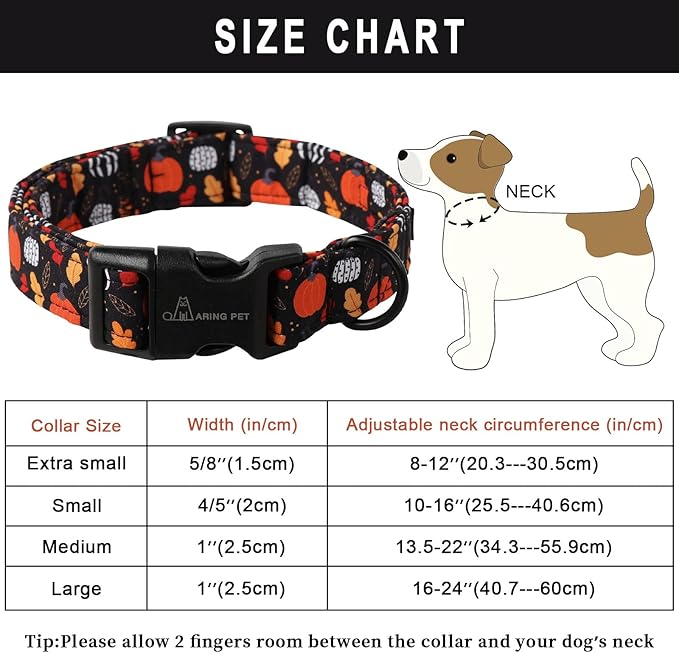 ARING PET Halloween Dog Collar-Cotton Black Pumpkin Dog Collar