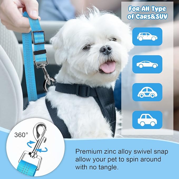 BWOGUE 2 Packs Dog Cat Safety Seat Belt