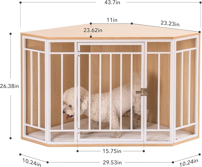 MEWOO Corner Dog Crate Furniture with Cushion