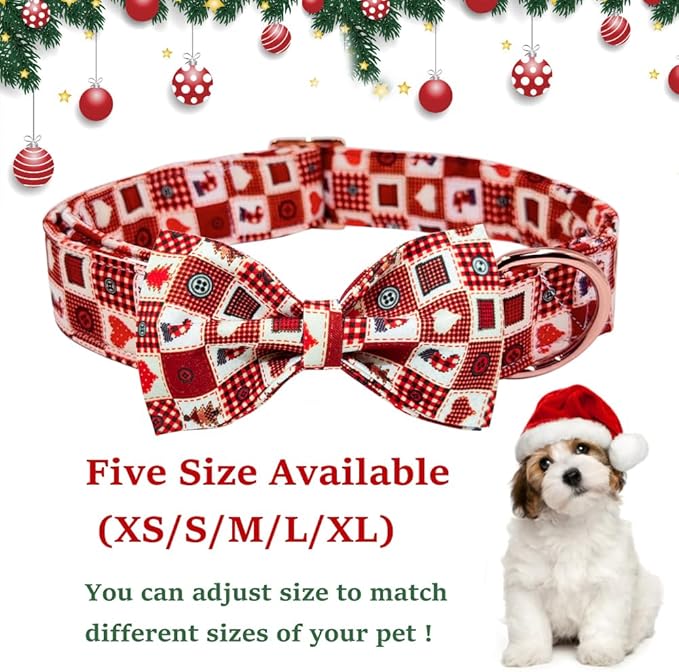 Christmas Day Dog Collar with Bow Red Green