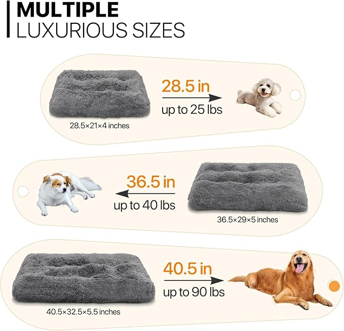 MoNiBloom 40.5"x32.5"x5.5" Dog Beds for Large Size Dogs Machine-Washable Long Plush Pet Beds Warming Cozy Soft Bed for Dogs and Cat