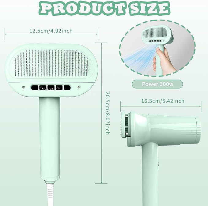 2-in-1 Pet Dryer and Brush- Overheating Protection 3 Blowing