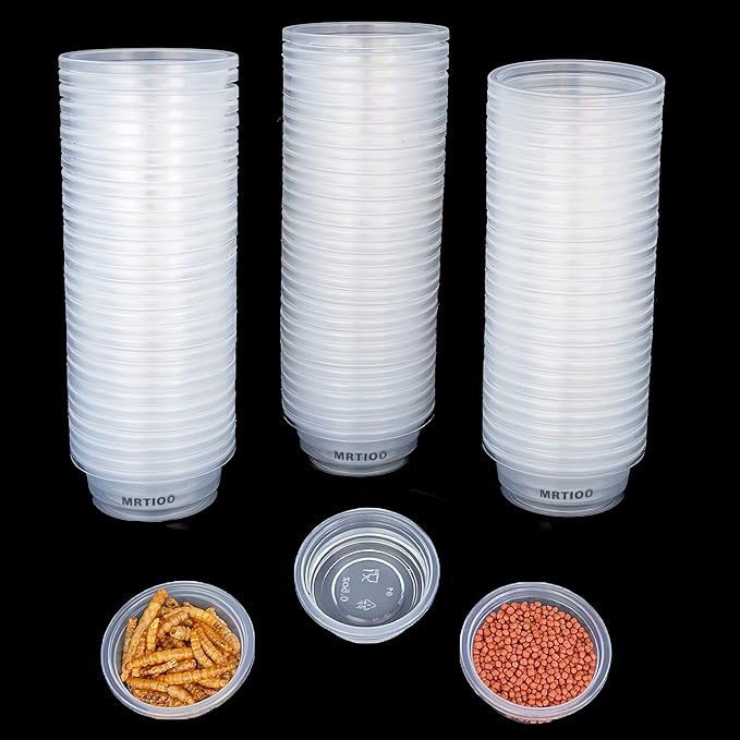 100 pcs 0.5oz Crested Gecko Food and Water Feeding Cups