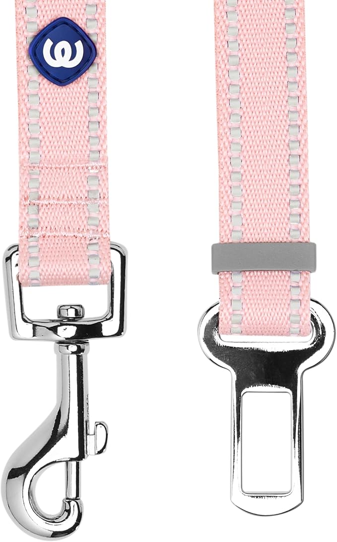 Blueberry Pet Essentials Pastel Color Reflective Matching Dog Harness Vest and Seatbelt Set in Baby Pink