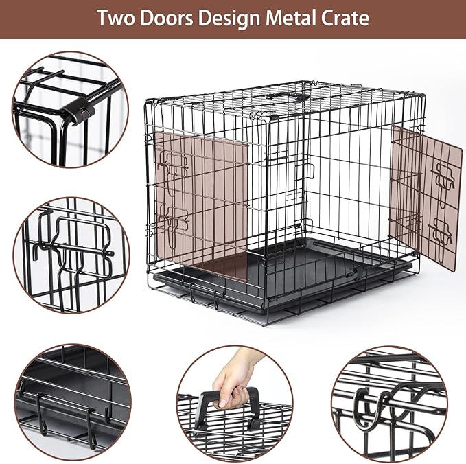 DONORO Dog Crates for Small Size Dogs Indoor Double Door Dog Kennels & Houses for Puppy and Cats (36-Inch Only