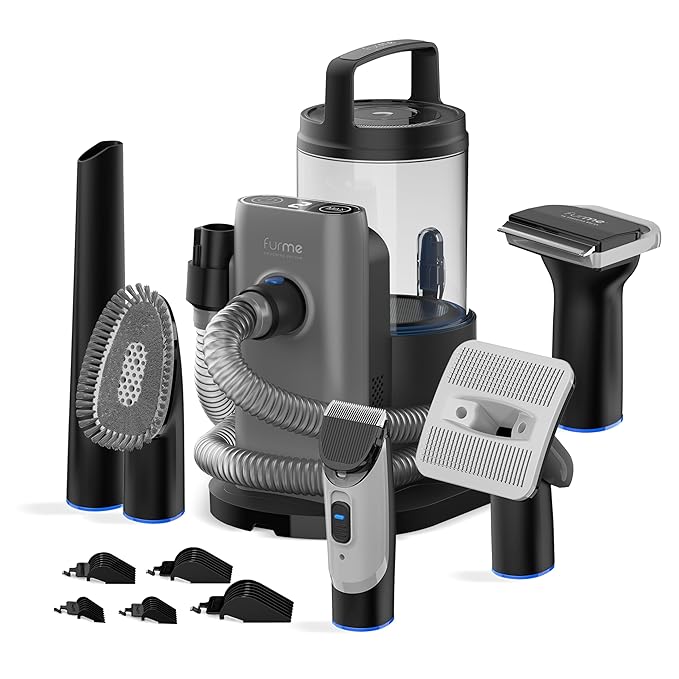 Professional Plus Pet Grooming Vacuum Kit with 5 Pet Grooming Tools & 2L Canister