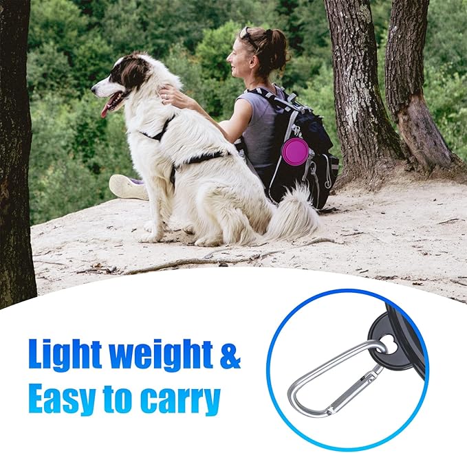 Dog Bowl Pet Collapsible Bowls 2 Pack 2 Carabiners