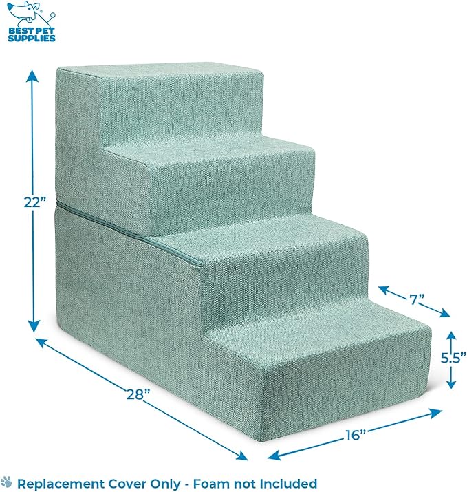 Best Pet Supplies Foldable Pet Stairs Cover for Foam Dog Ramps 4-Step