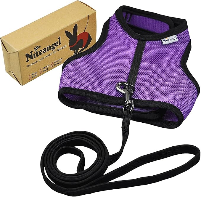 Niteangel Adjustable Soft Harness with Elastic Leash for Rabbits (M