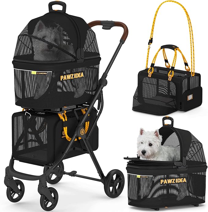 PAWZIDEA Double Pet Stroller for 2 Cats Dogs Small & Medium 2 Dog