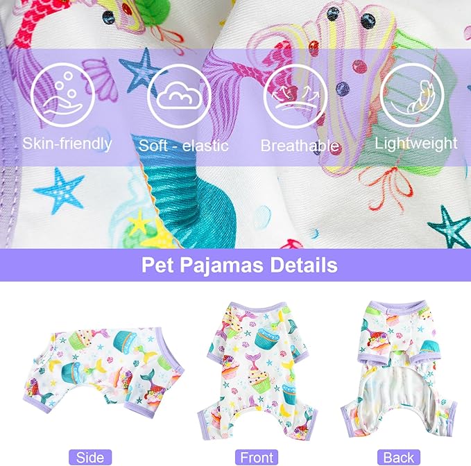 Dog Pajamas for Small Dogs Boy Girl Cute Dog Clothes Soft Stretch Chihuahua Yorkie Clothes Onesies Summer Puppy Pajamas XS-XXL