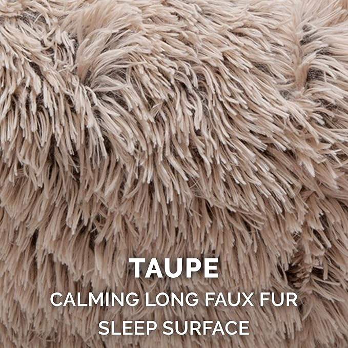 Furhaven Replacement Donut Dog Bed Cover Plush Long Faux Fur Calming Cuddler