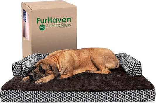 Furhaven Orthopedic Dog Bed for Large Dogs w/ Removable Bolsters & Washable Cover 125 lbs
