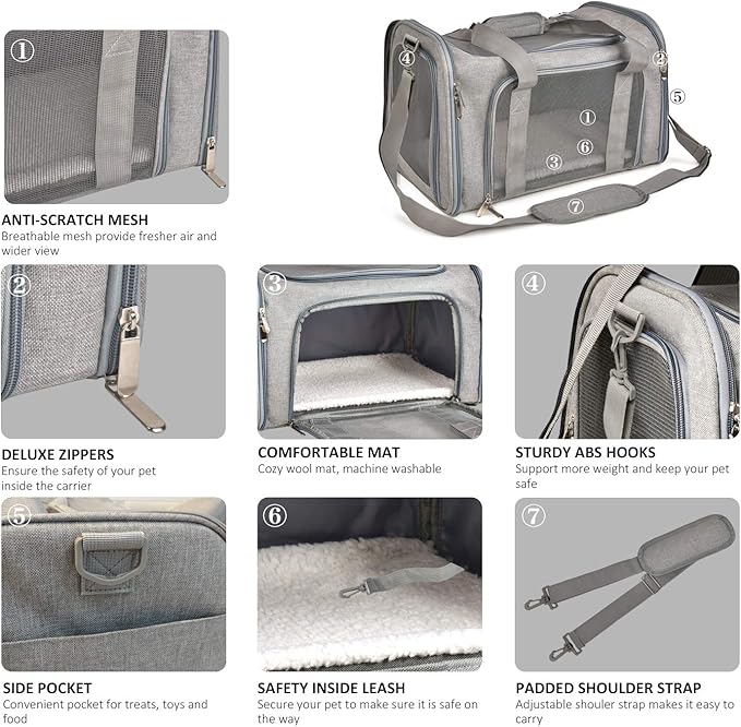 Henkelion Large Dog Cat Carriers Puppies up to 25Lbs