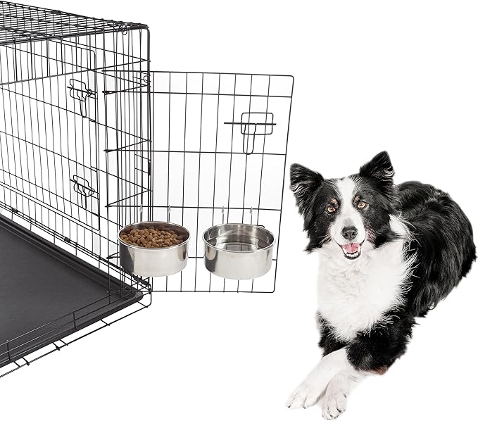 Set of 2 Stainless-Steel Dog Bowls 50.4oz Each