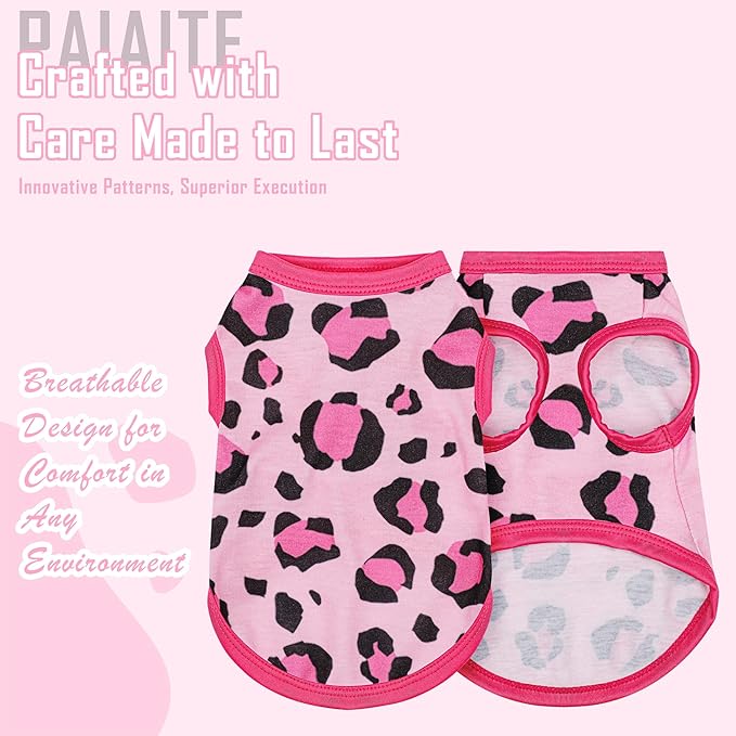 Adorable Pink Leopard Dog Shirt: Lightweight Polyester Cartoon Puppy Vest, Small Medium & Large Dog T-Shirt, Summer Pet Clothes, Cute Dog Apparel, Breathable Dog Tank Top 4XL