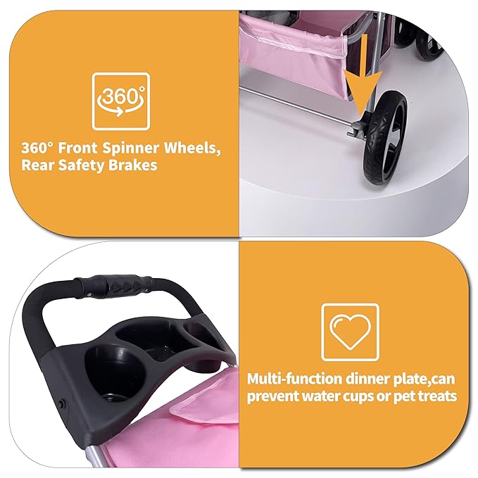 Small Dog Stroller 33lbs (Pink)