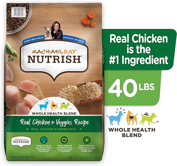 Premium Natural Dry Dog Food with Added Vitamins, Minerals & Taurine, Real Chicken & Veggies Recipe, 40 Pounds (Packaging May Vary)