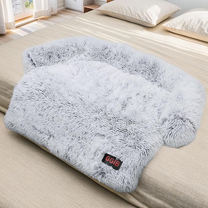 Calming Dog Bed Fluffy Plush Dog Mat for Furniture Protector with Removable Washable Cover for Large Medium Small Dogs and Cats (Large