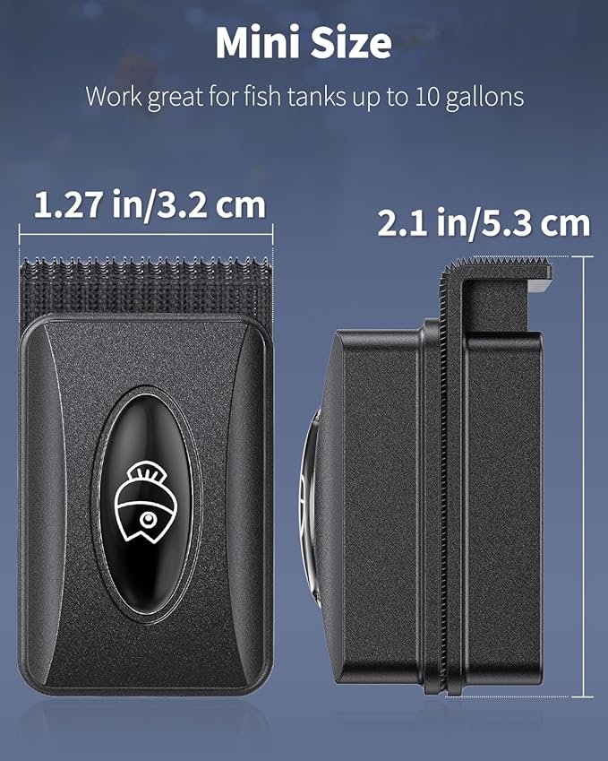 Pawfly Aquarium Magnetic Brush Fish Tank Glass Cleaner 2 Inch 1/5 Inch 10 Gallons