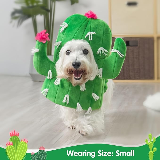 cyeollo Dog Costume Funny Cactus Dog Costumes Cute Halloween Cosplay Dog Clothes Holiday Party Outfits for Small Medium Dogs