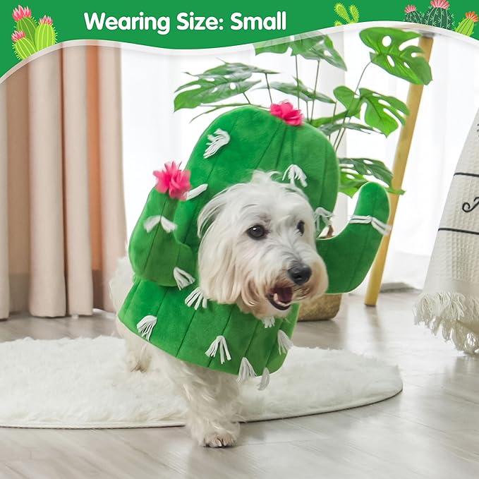 cyeollo Dog Costume Funny Cactus Dog Costumes Cute Halloween Cosplay Dog Clothes Holiday Party Outfits for Small Medium Dogs