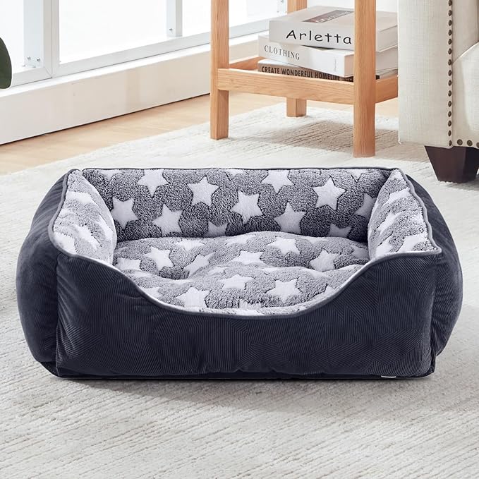 GASUR Rectangle Dog Bed for Large Dogs (20"x 19"x 6"), Black)