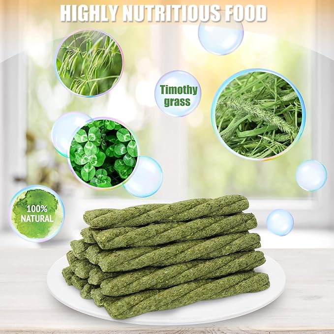 20pcs Natural Timothy Hay Sticks