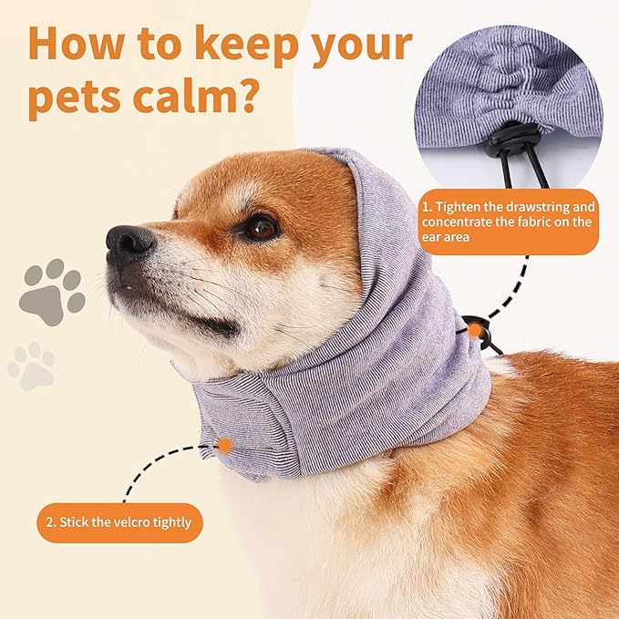 Dog Ear Muffs Noise Protection,Dog Hematoma Ear Wrap, Upgraded Velcro Dog Headband for Anxiety Relief, Warm Dog Ear Cover Winter Hat, Dog Ear Covers for Bath, Thunderstorms