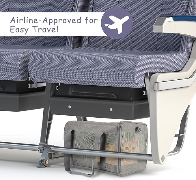 Prodigen Cat Carrier Dog Carriers for Small Dogs Soft Slided Airline Approved Collapsible Pet Travel Carrier (16.3" L 11.8" H 12.4" W)