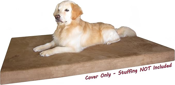 Dogbed4less DIY Pet Bed Pillow Brown MicroSuede Duvet Cover and Waterproof Internal case for Dog at 55X47X4 Inch