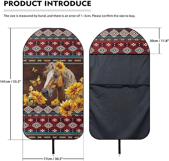 Aztec Tribal Horse Waterproof Towel Car Seat Cover Anti-Slip Bucket Seat Protector Washable Car Accessories Decro from Sweat