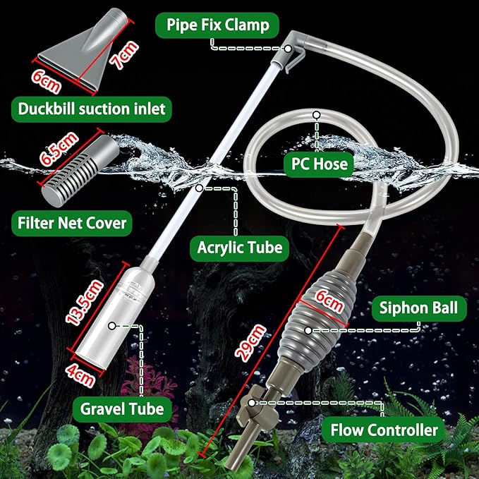Ponpon Aquarium Siphon Vacuum Cleaner for Gravel and Sand