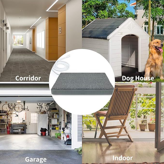 Outdoor Heated Pet Beds for Cat & Dog Orthopedic Foam Warming Beds Auto Temperature Control