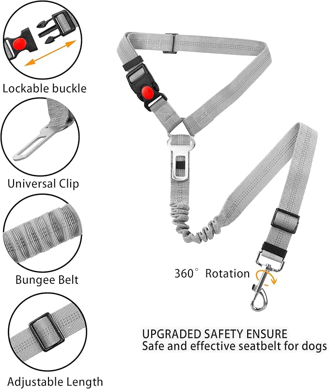 YAOHDAO Dog Seat Belt Harness for Car 360° Swivel