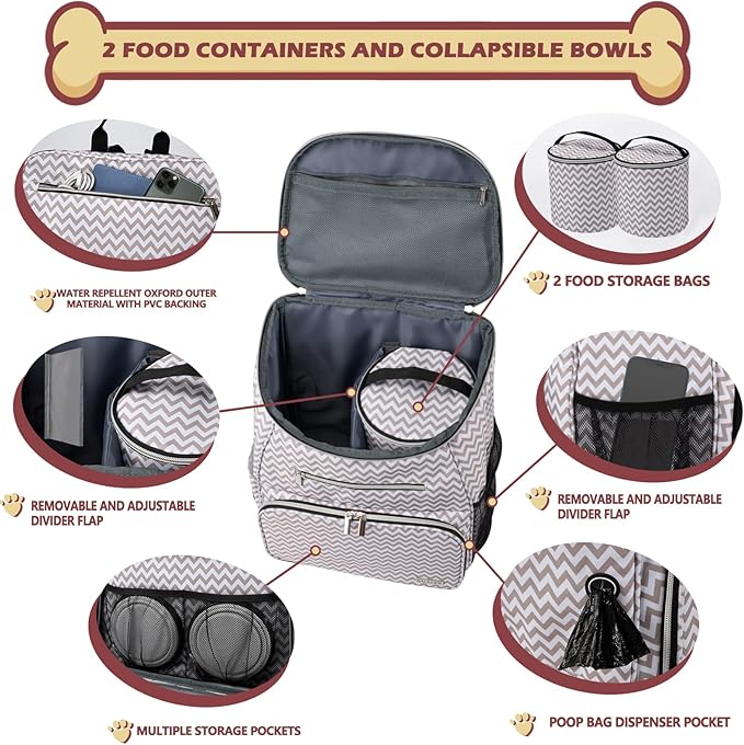 BAGLHER Dog Travel Bag Backpack 2 Silicone 2 Food