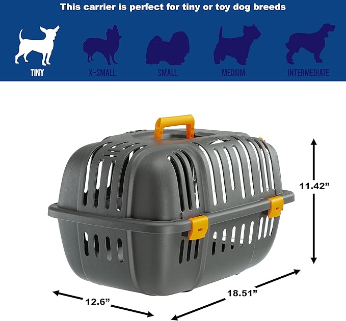 Ferplast Jet Pet Carrier: Value Dog Carrier Suitable for Toy Dog Breeds & Small Cats 18.51L x 12.6W x 11.42H inches,