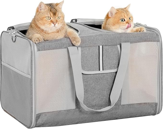 Sedioso Extra Large Cat Carrier for 2 Cats 24x 14x 16in Pet 40lbs, All-Sided