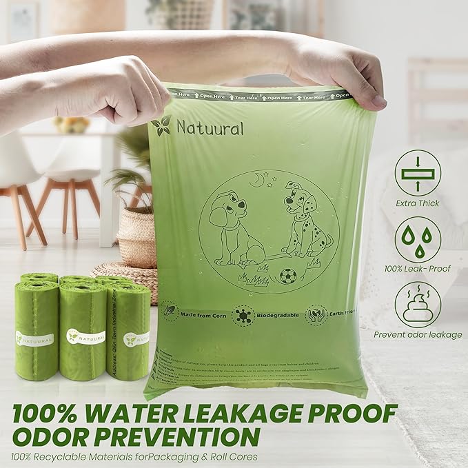 Biodegradable Poop Bags-1050 Counts 70 Rolls 9×13 Inch, 100% Leak