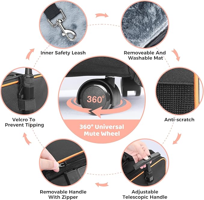 Cat Dog Carrier with Wheels