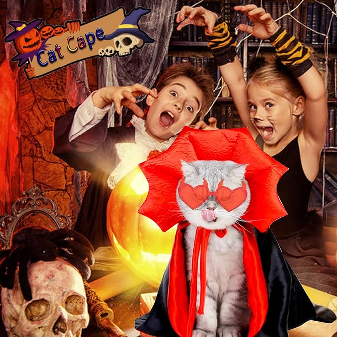 Dog Vampire Cloak Costume Halloween Pet Cloak Cat 2PCS Novelty